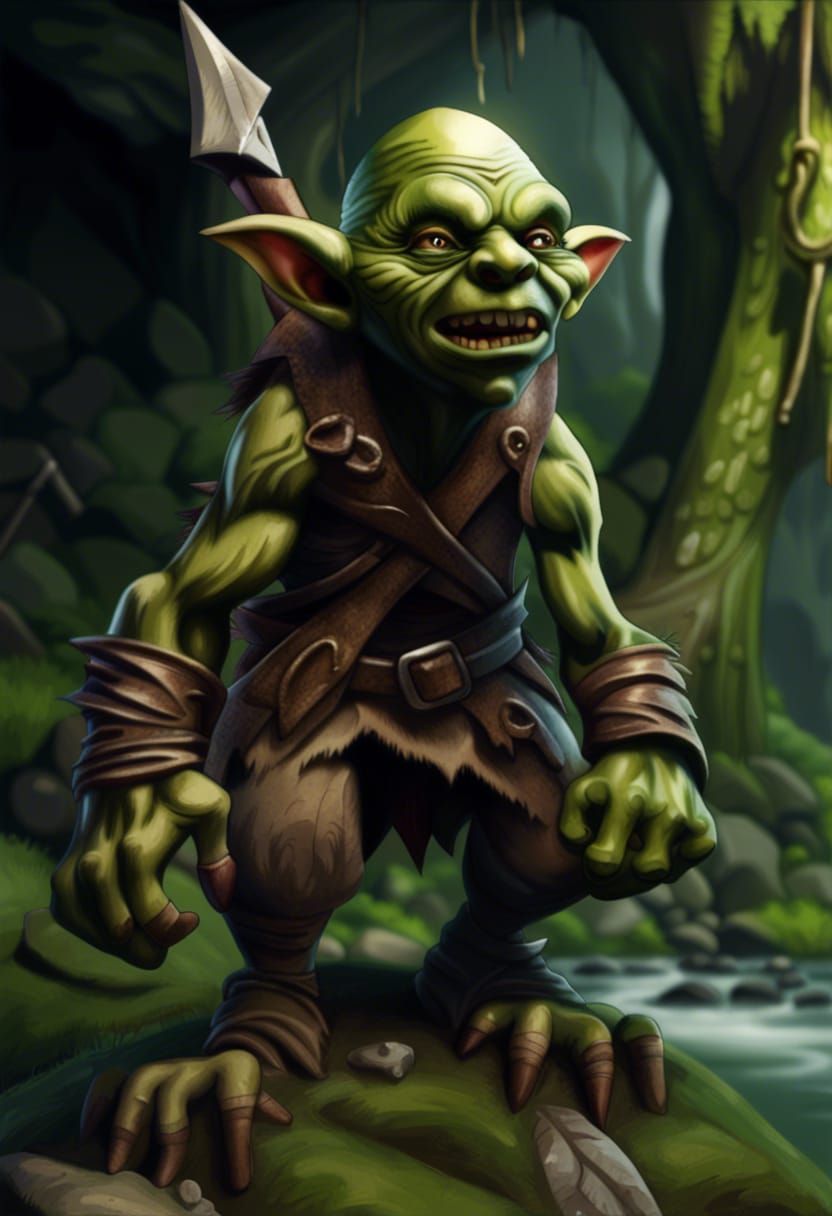 Scary Goblin in Hyperrealistic Forest Cave