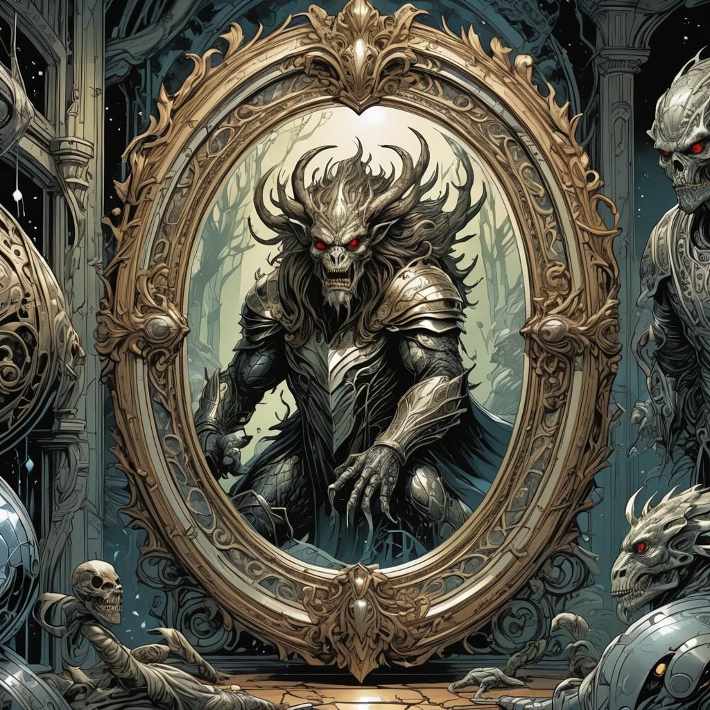 Recursive Creature Birthing Copies: Comic Book Art