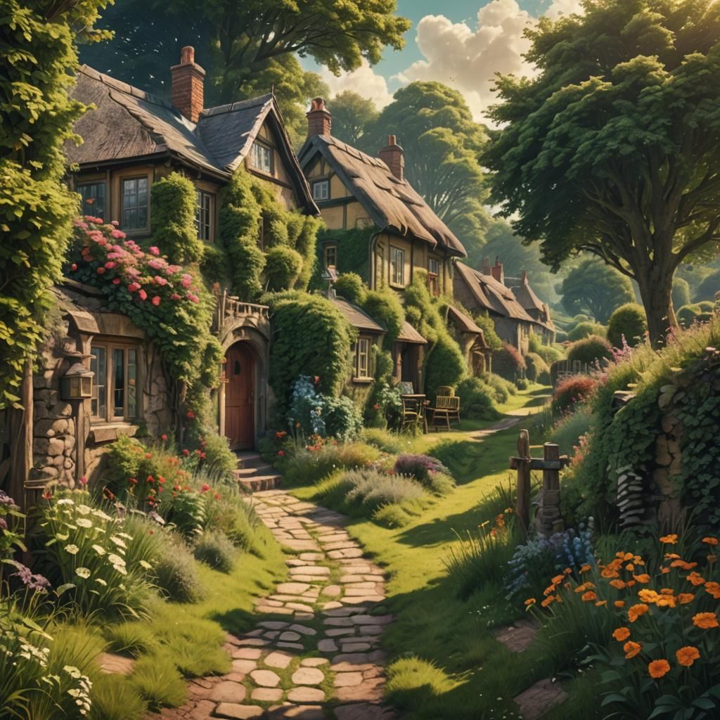 Picturesque Vintage Footpath Between Summer Cottages