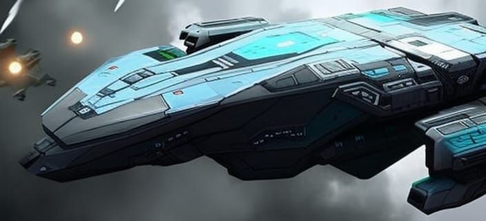 Halo Inspired UNSC Warship in Deep Space