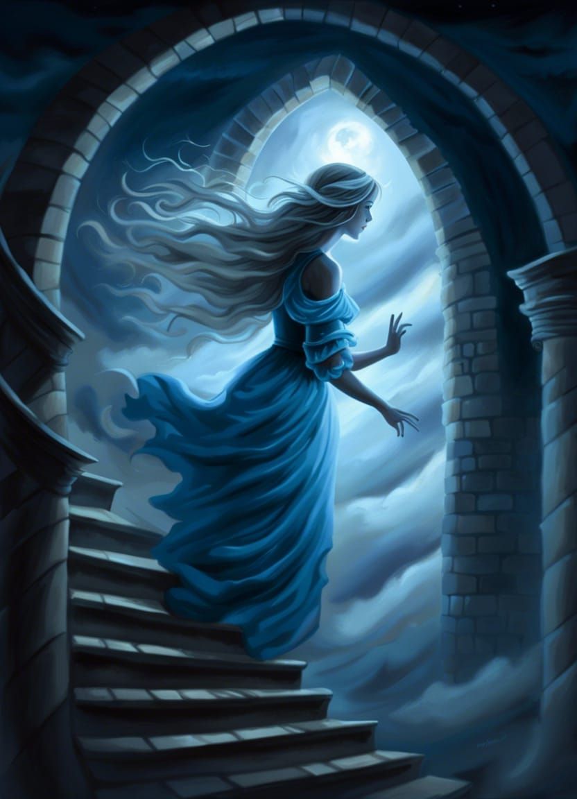 Blue Ghost Descends Tower During Stormy Night