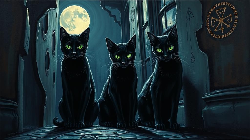 Black Cats in a Surreal Dreamscape Alley