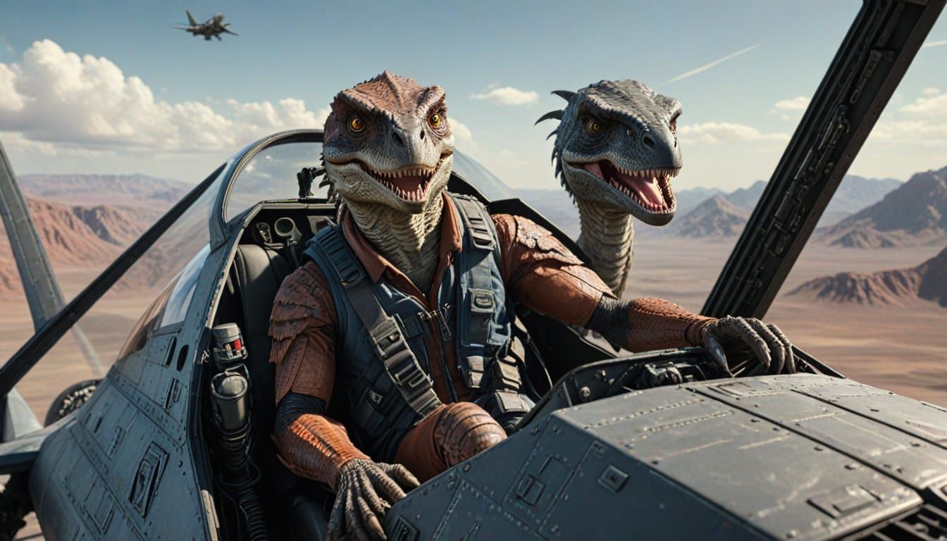 Velociraptor Pilot: Photorealistic Digital Matte Painting