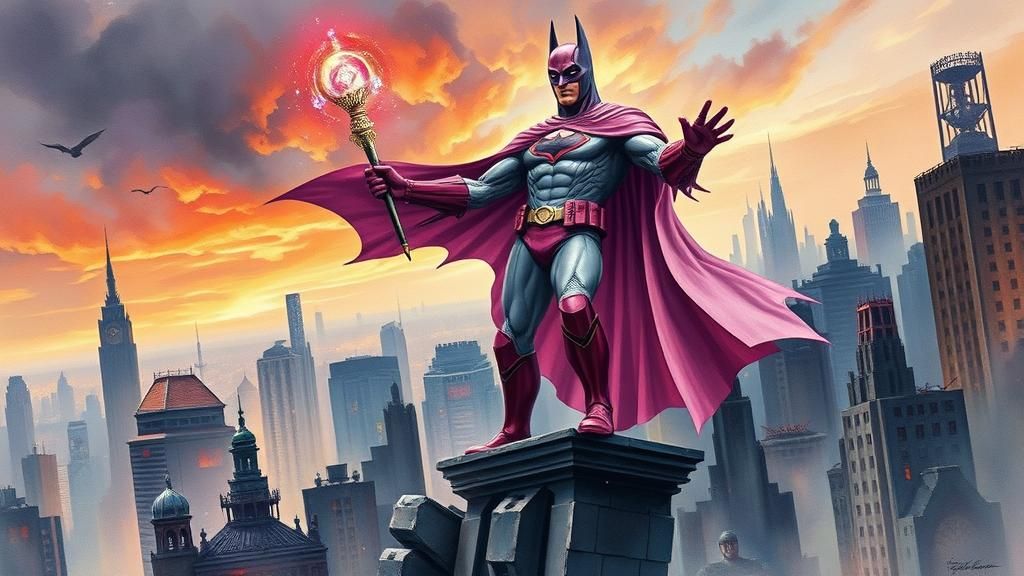 Batman in Pink Cape: Surrealist Dreamscape