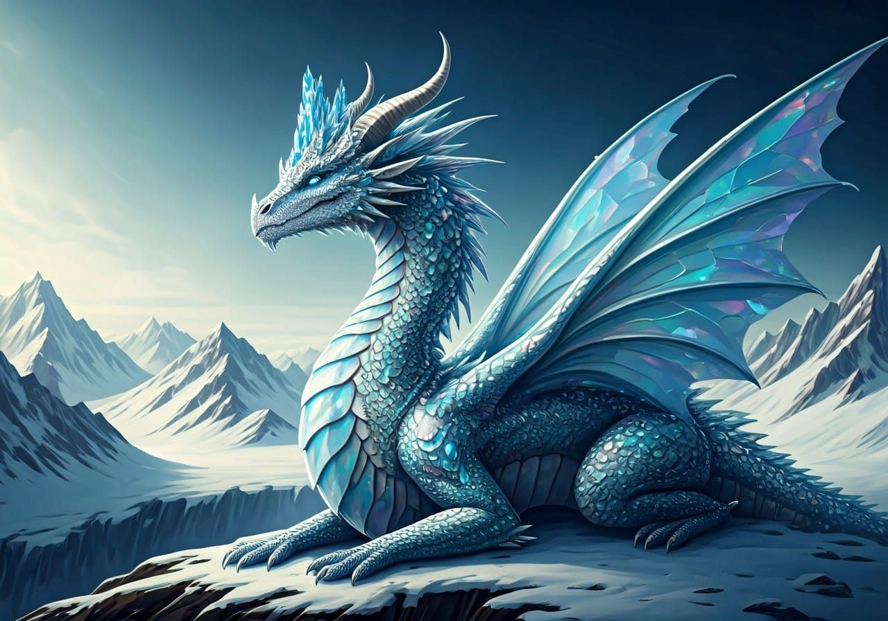 Ice Dragon Queen on Snowy Peak