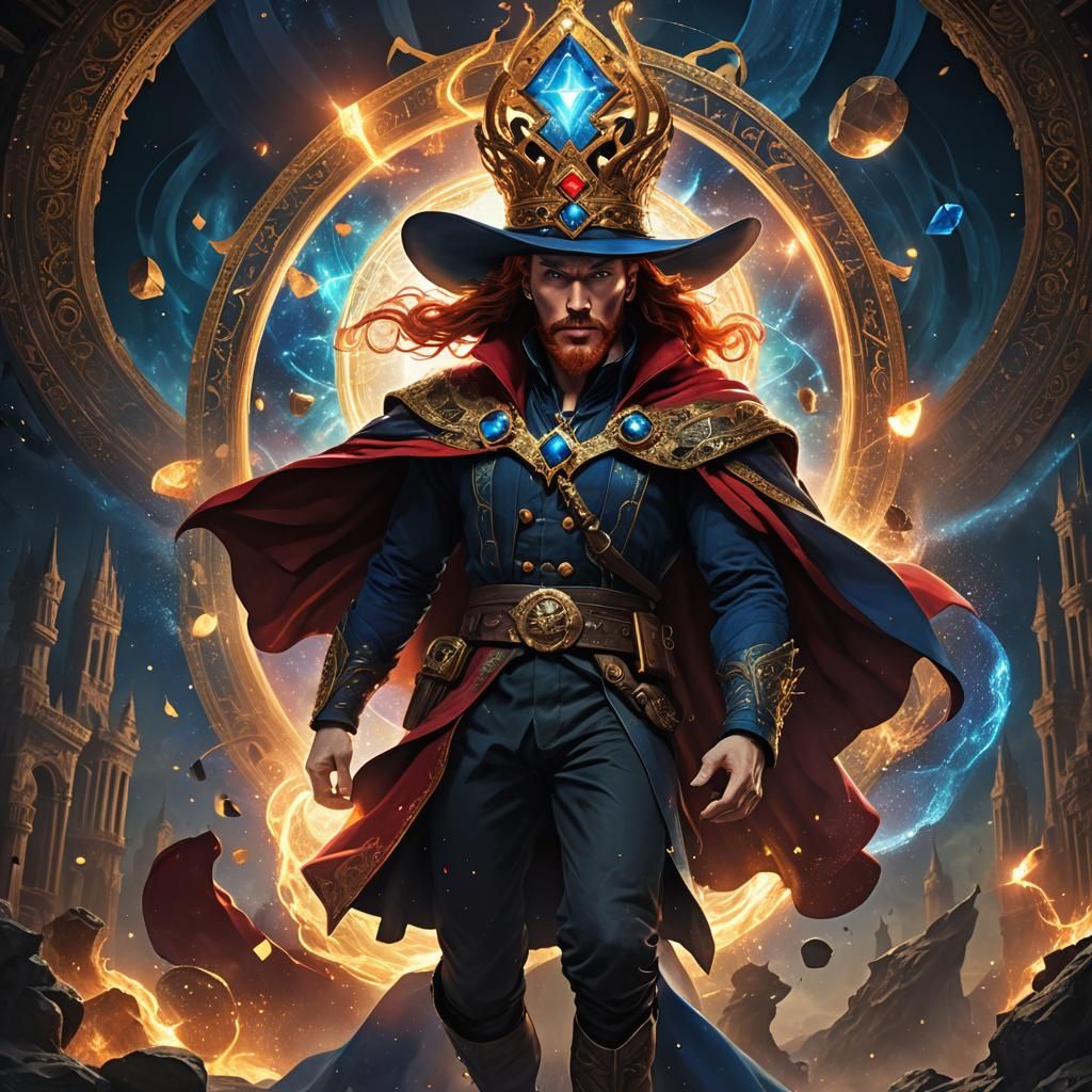 Astral Prince Flies Through Dream Portal in Baroque Style