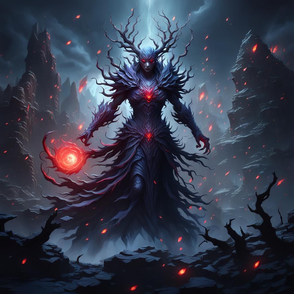 Primordial Banshee Spirit with Red Aura