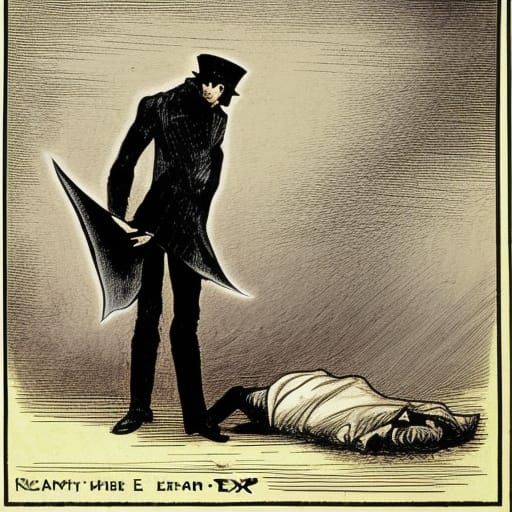 Jack the Ripper crying over dead body