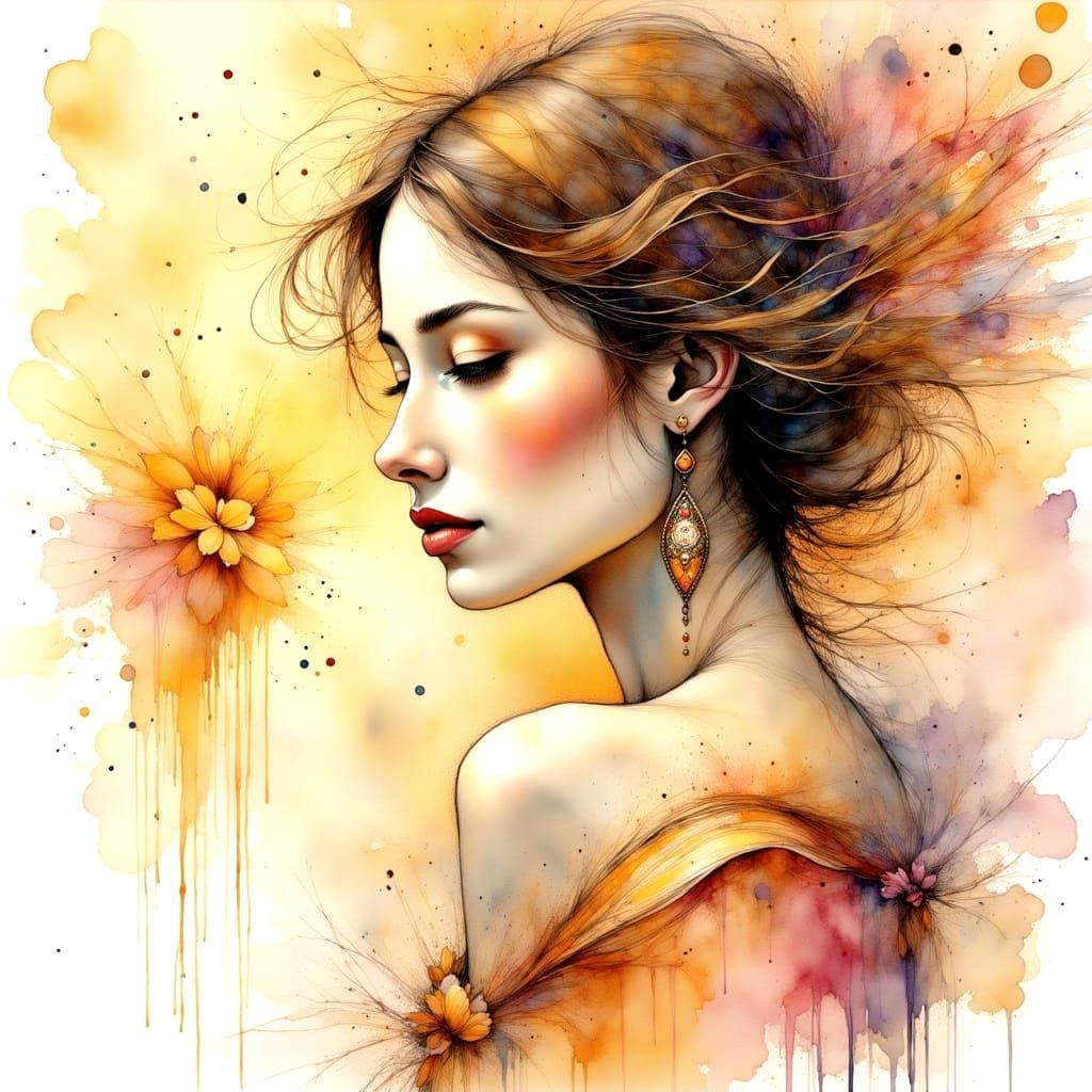 Inspirational Heroic Portrait in Whimsical Watercolor Style
