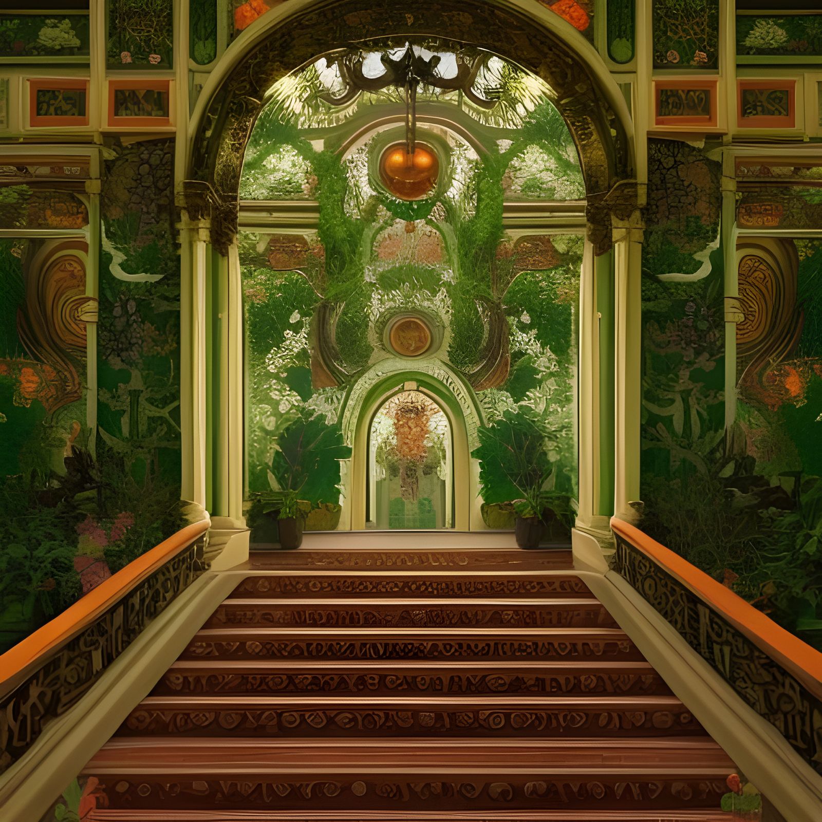 Green Floral Palace: French and Japanese Aesthetics