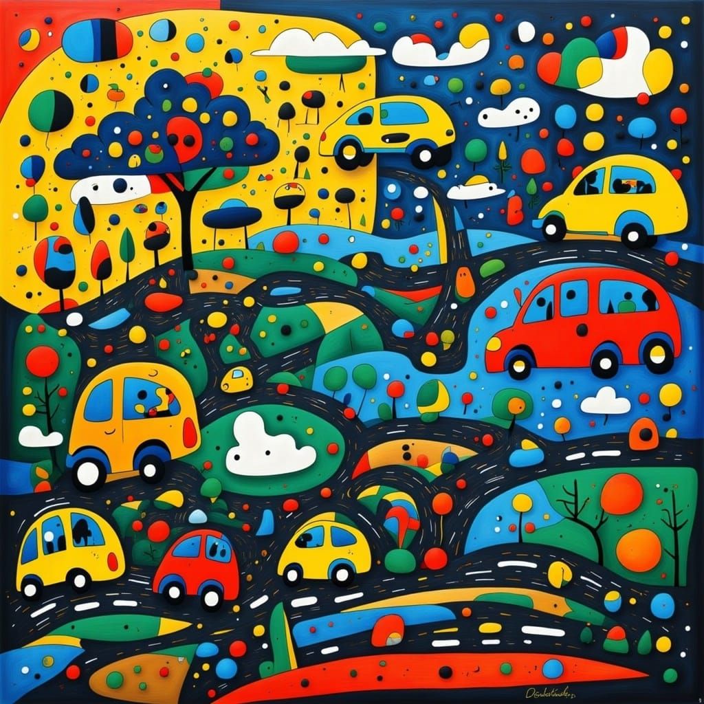 Abstract Surrealist Composition in Miro Style