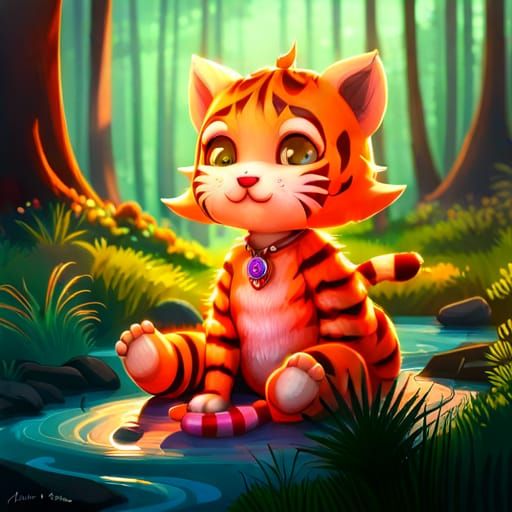 Chibi Shamanic Tiger in 3D Unreal Engine Render