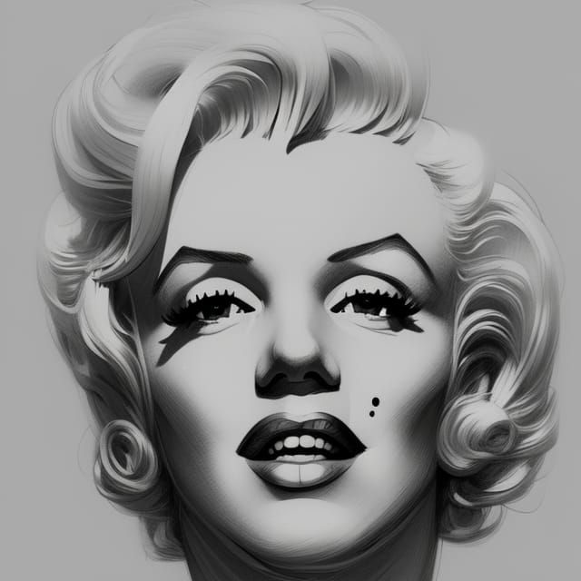 Marilyn Monroe Pencil Portrait in Hyperdetailed Style