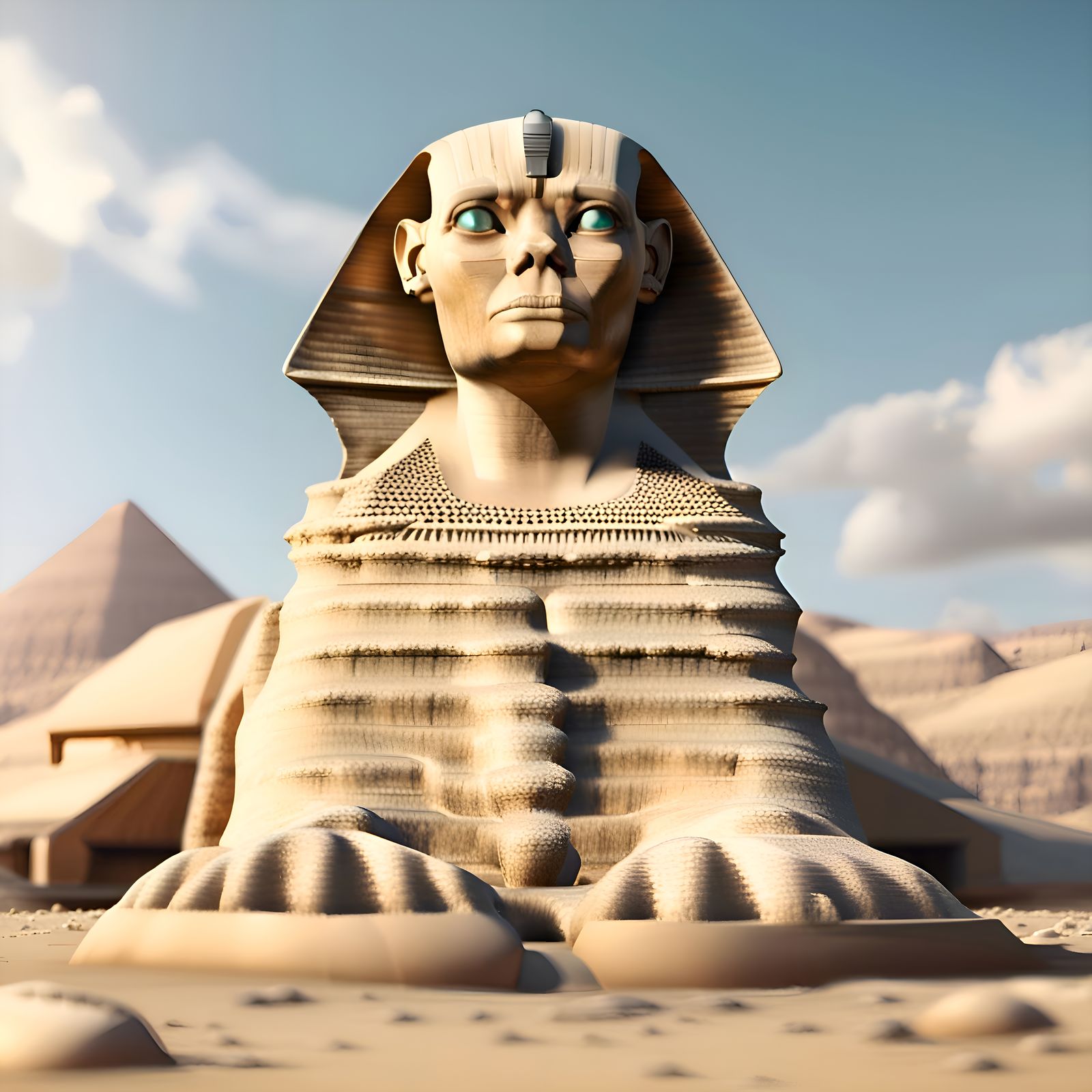Futuristic Sci-Fi Great Sphinx of Giza in Mecha Style