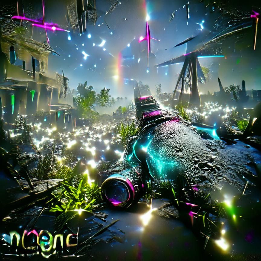 Glowing Iridescent Stars in Neon CryEngine Style