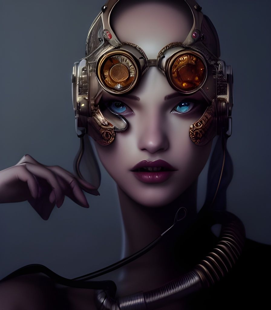 Steampunk Beauty in Retrofuturistic Photoillustration