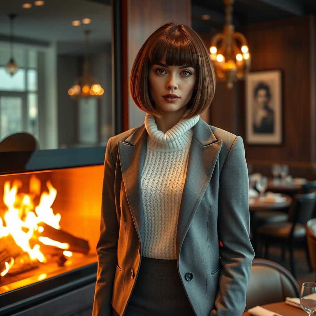 Elegant Woman in Sophisticated Restaurant Setting