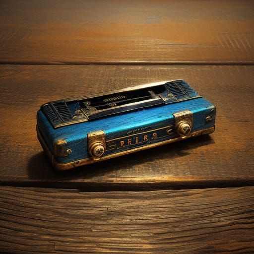 Vintage Blues Harmonica in Oil Painting Style