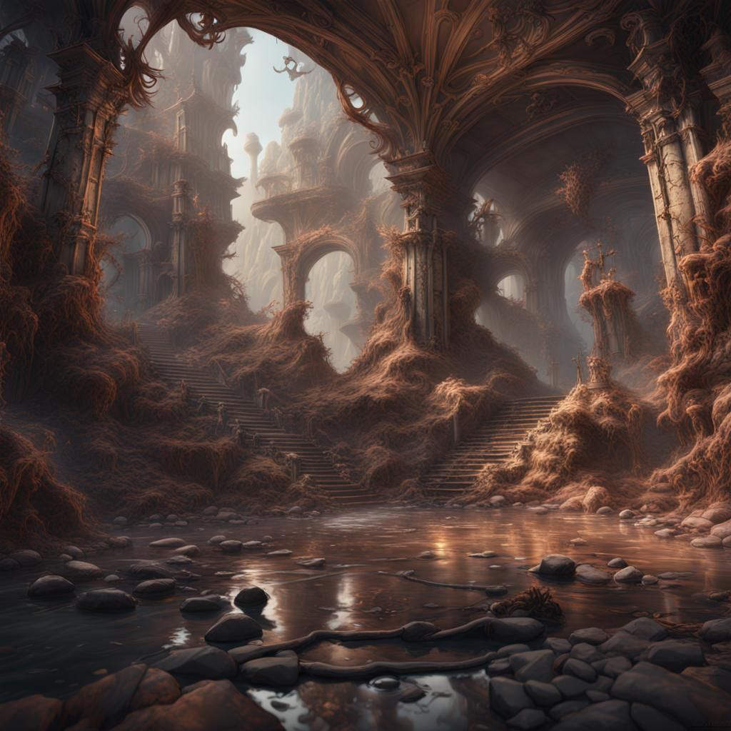 Fantastical Ancient City in Detailed Matte Painting