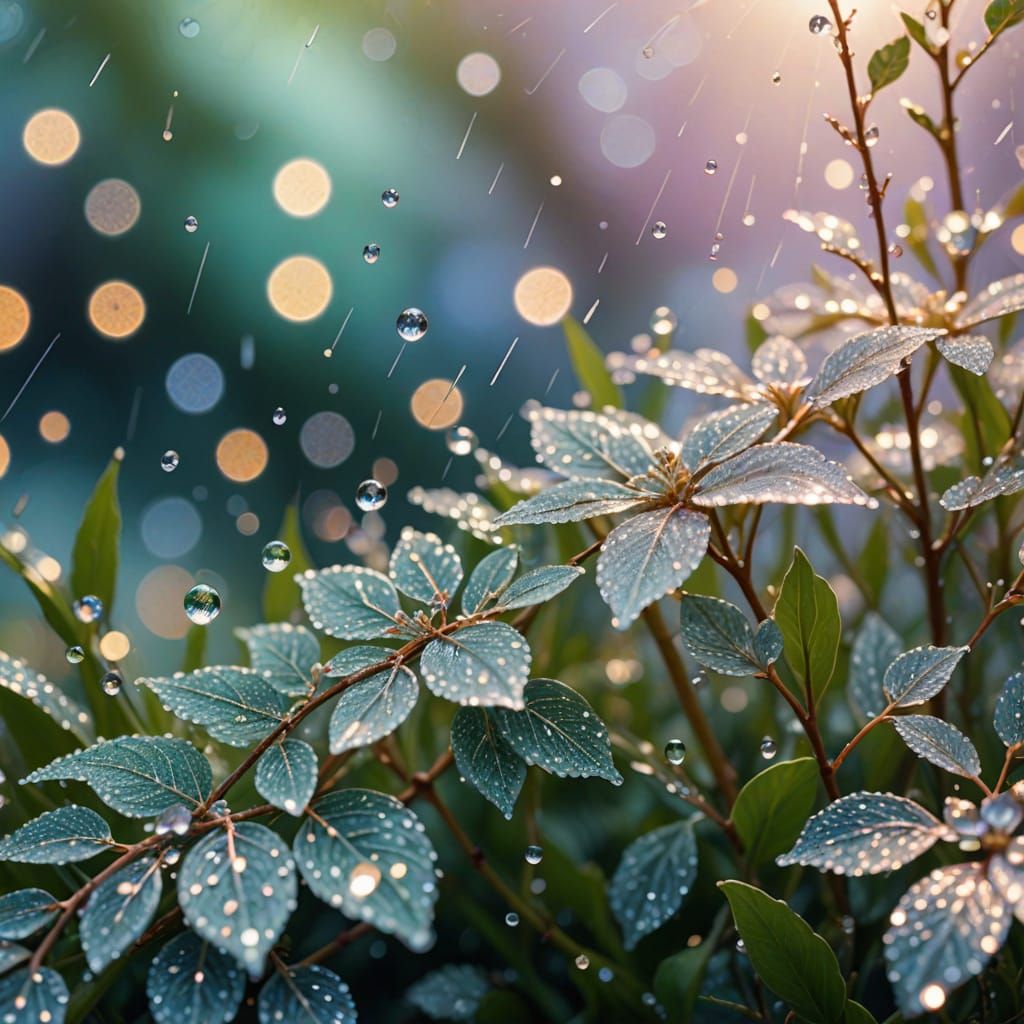 Magical Sparkling Raindrops in Soft Pastel Hues