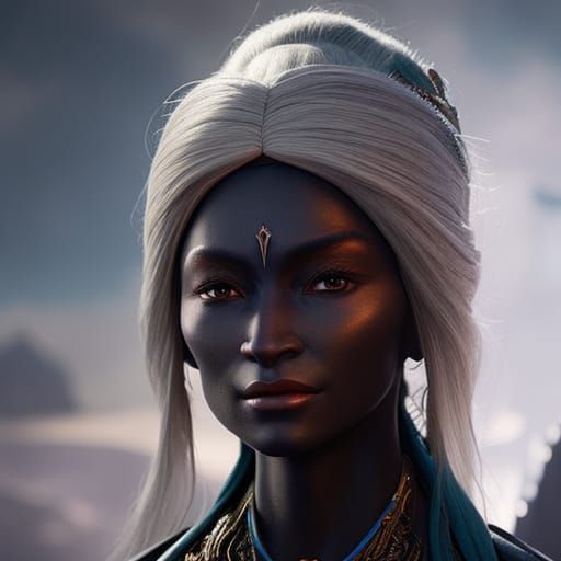 Hyperrealistic Drow Portrait in Pop Art Style