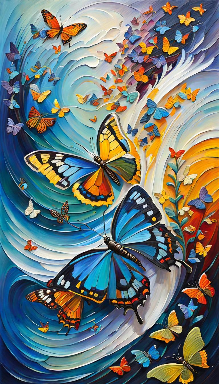 Bees and Butterflies: A Post-Impressionist Oil Painting