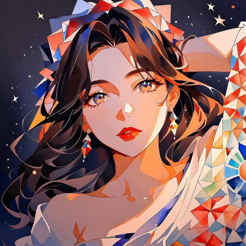 Lady in Glowing Gown with Constellation Hair