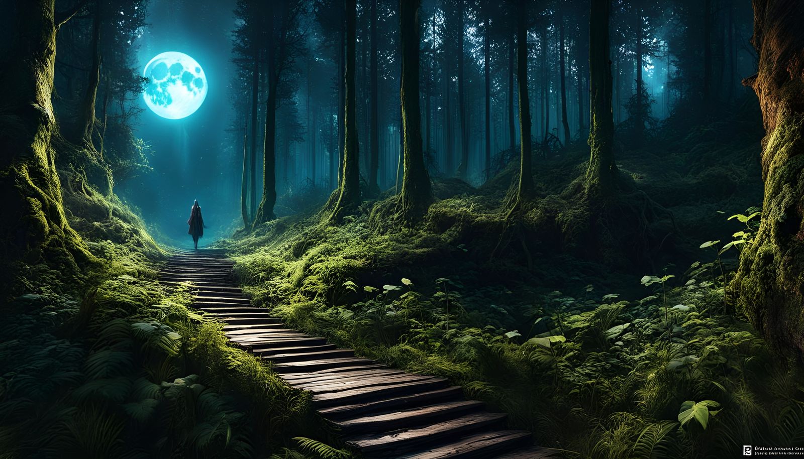 Elvenpath: Hyperrealistic Forest Path Under Moonlight