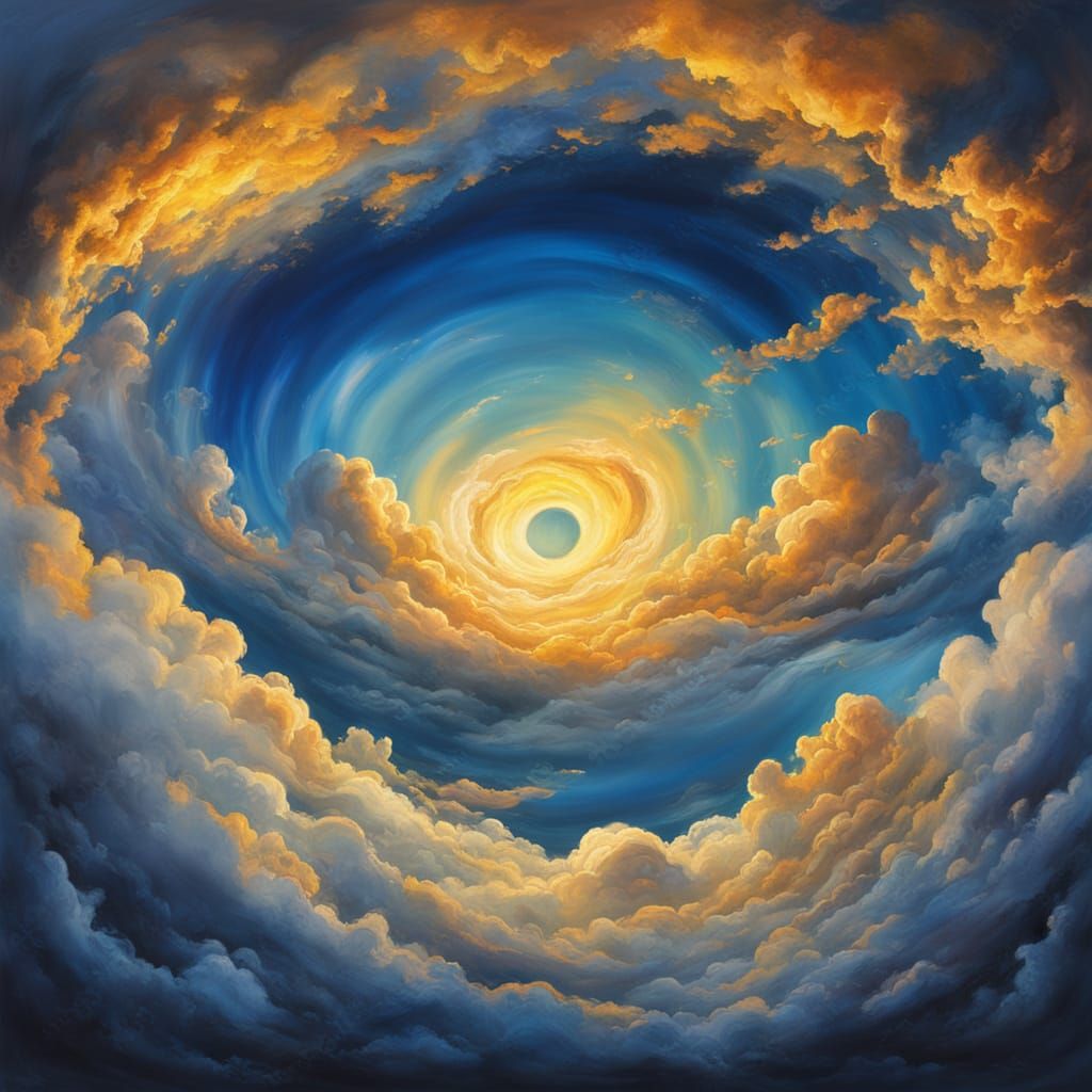 Surreal Hole in Sky: Ethereal Oil Painting