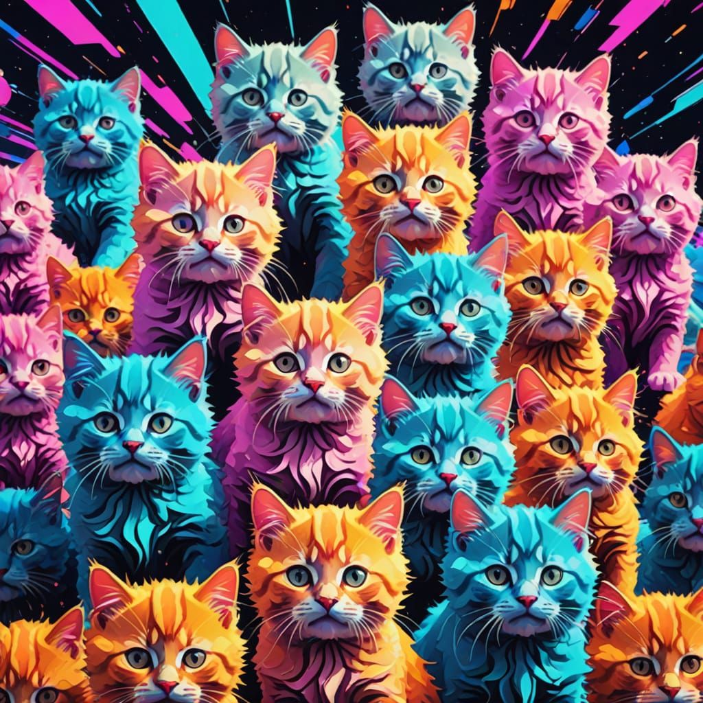 Kittens in Space Explore Glitched Cosmic Landscape