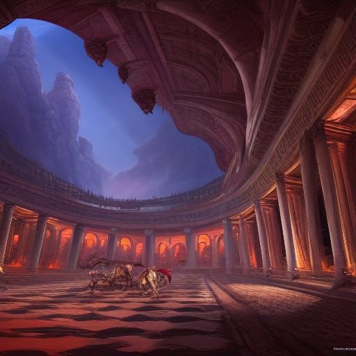 Detailed Coliseum Interior in Fantasy Concept Art
