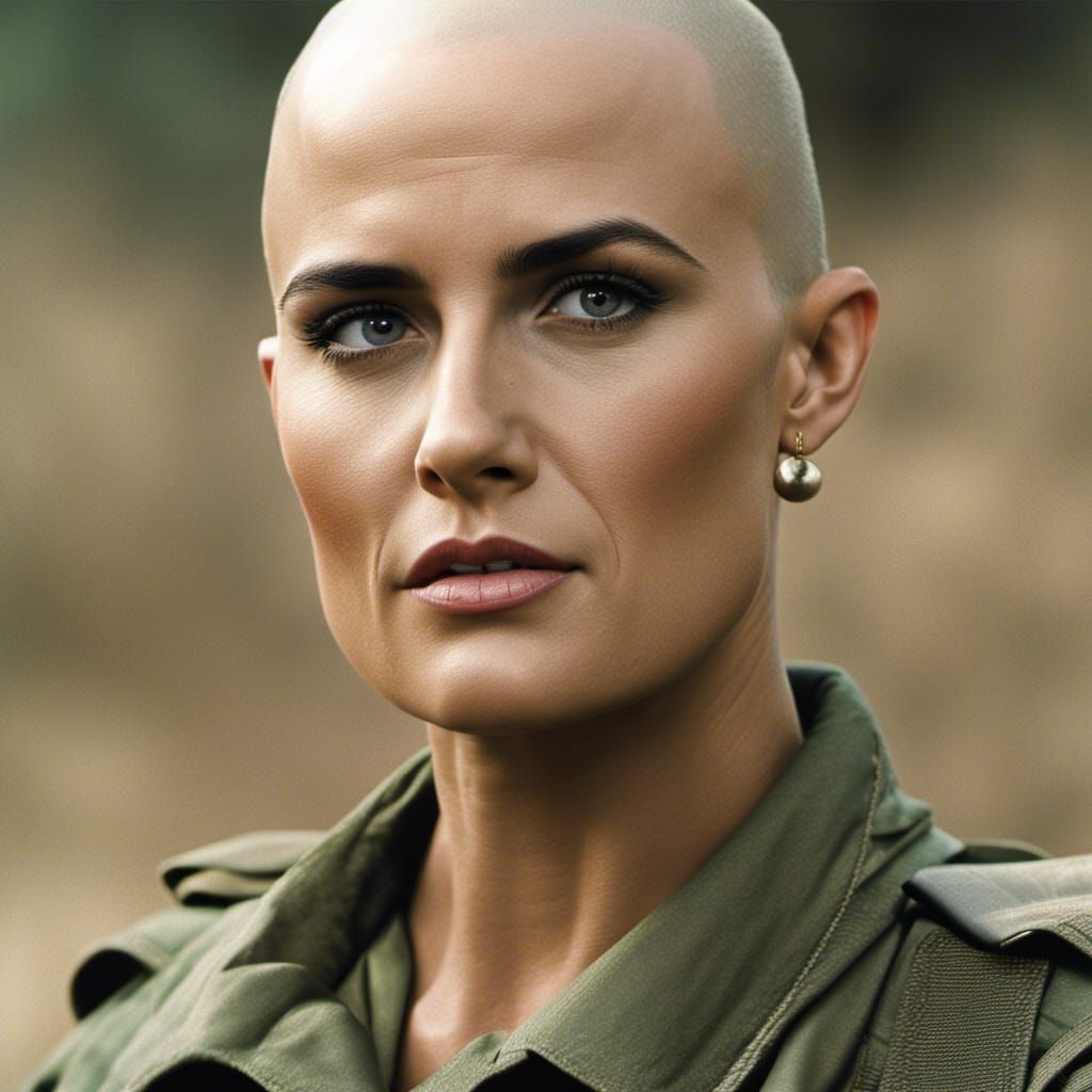 Realistic Portrait of Bald Soldier with Cinematic Lighting