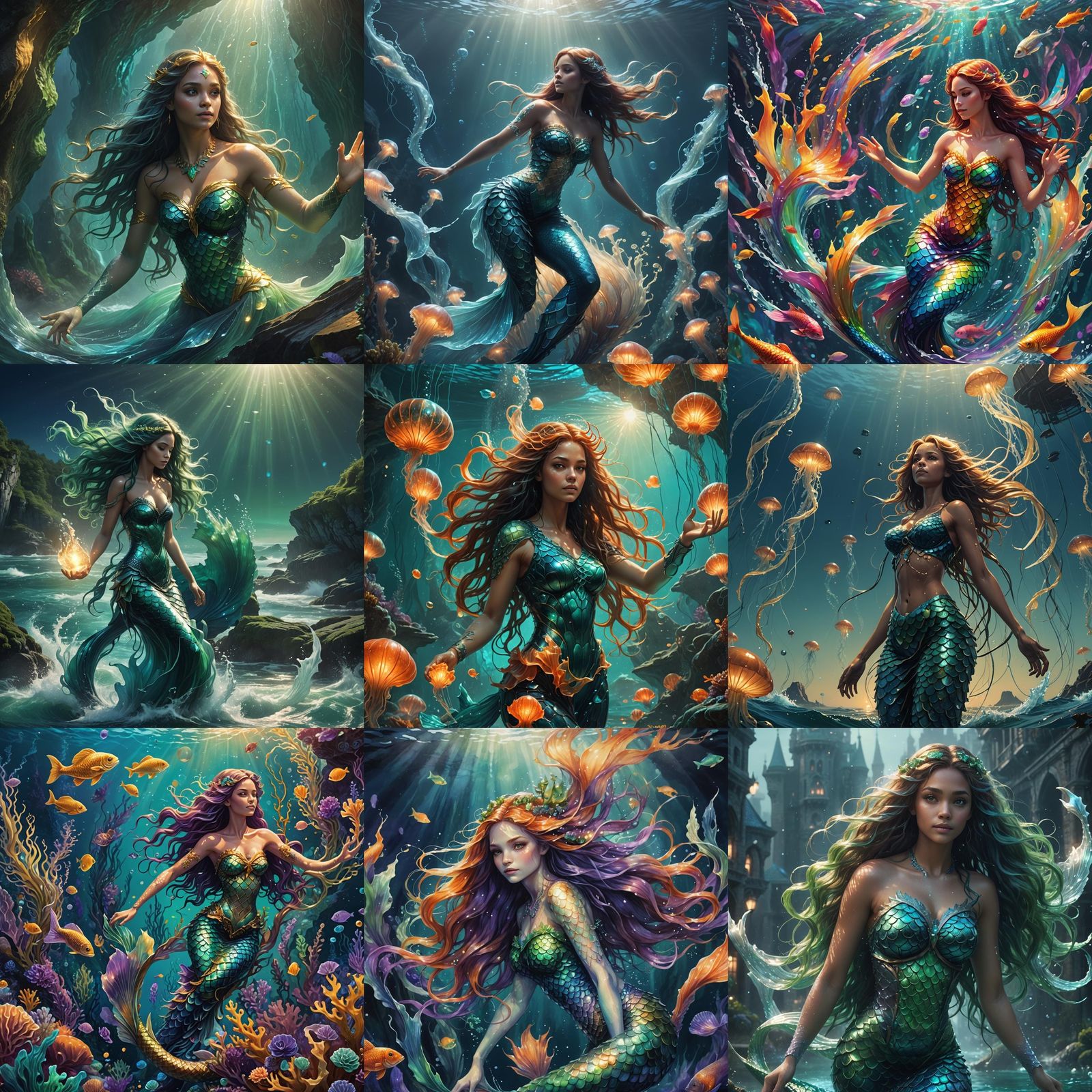 Fantastical Mermaid Transformation in Deep Color