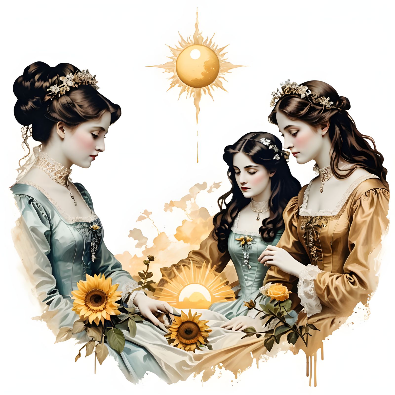 Victorian Sunflowers: A Surrealist Impasto Painting