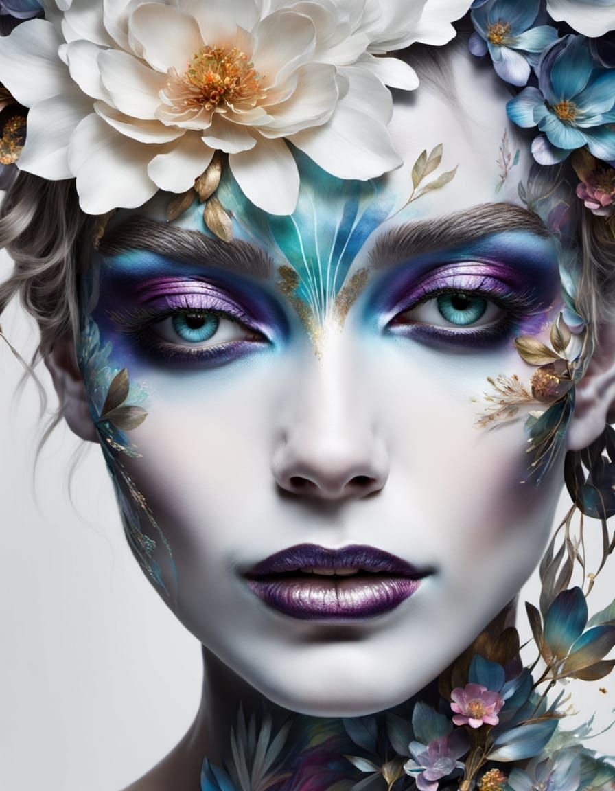 Intricate Floral Face Paint Masterpiece