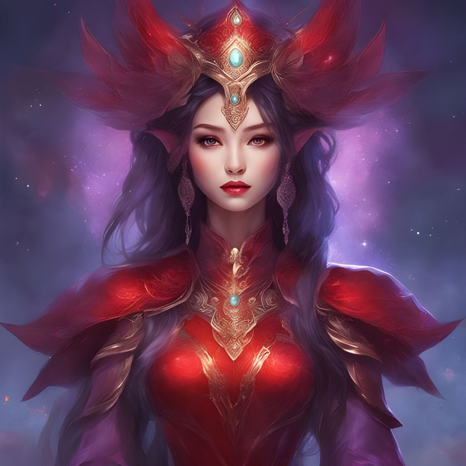 Beautiful Asian Robot Gazing at Sky in Futuristic Style