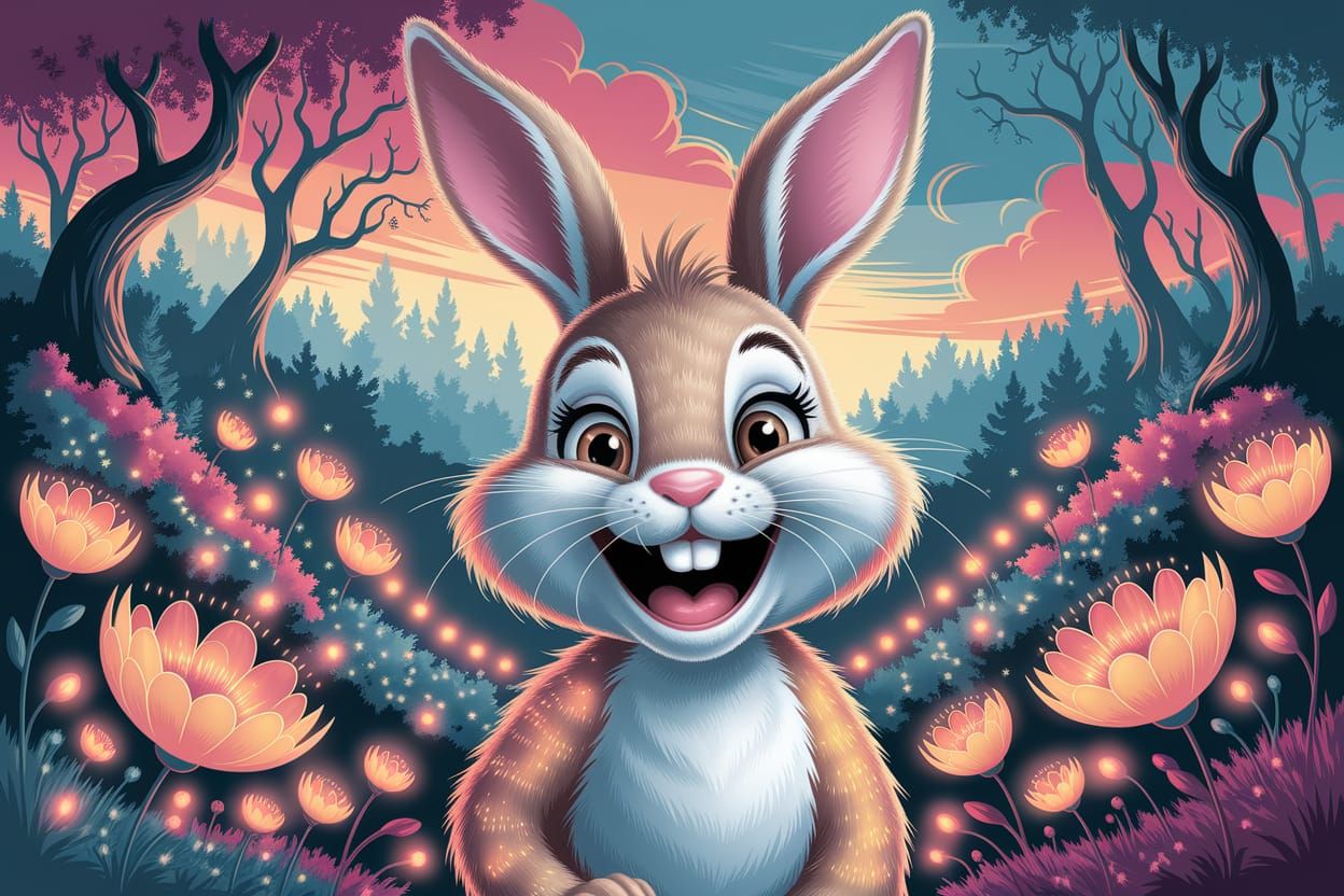 Joyful Bunny in Enchanting Forest