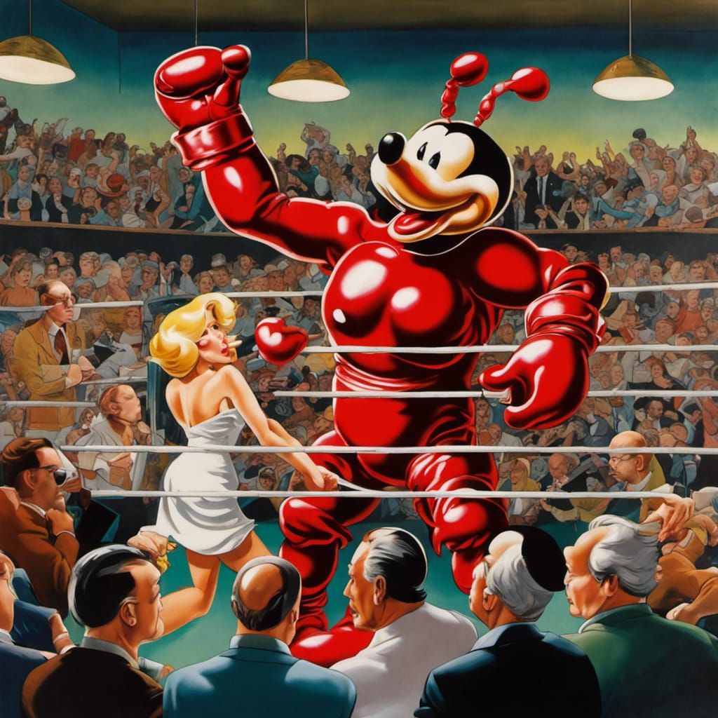 Pop Art Boxing Match with Cartoon Icons