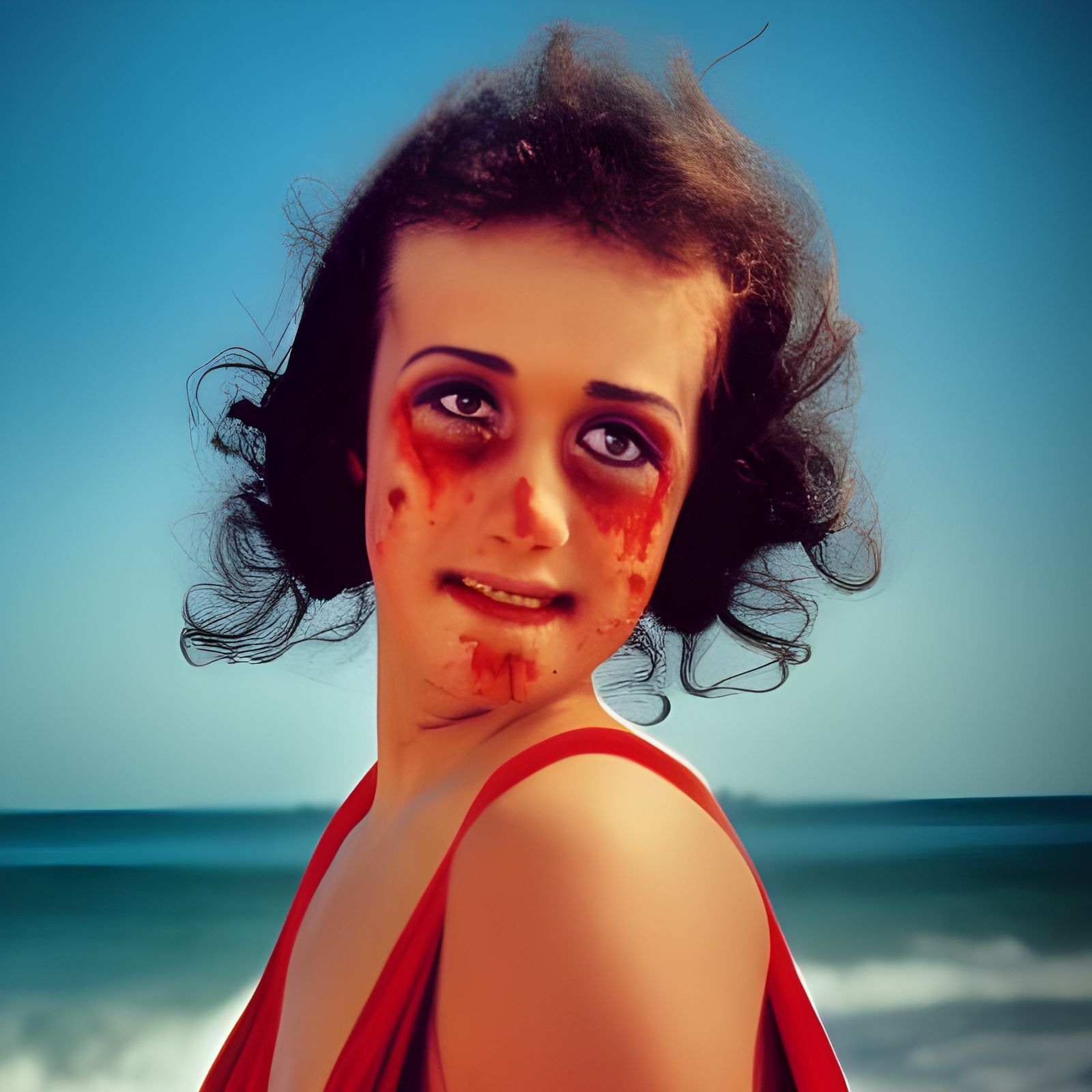 1980s beach blanket horror movie poster