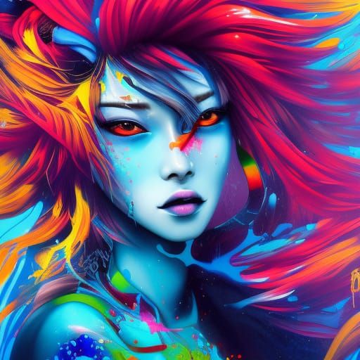 Kagura in Ocean: Graffiti Splash Art