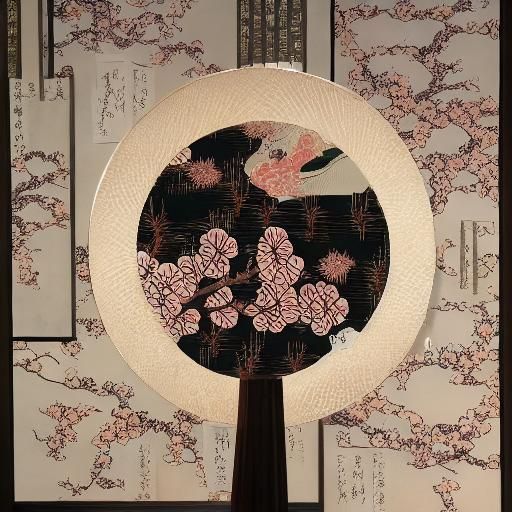 Kimono Pattern in Ukiyo-e Style with Peonies