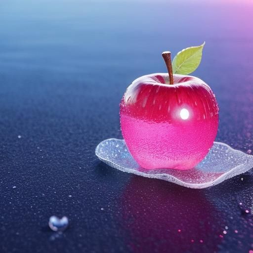 Delicate Water Drops Cling to Clear Pink Apple