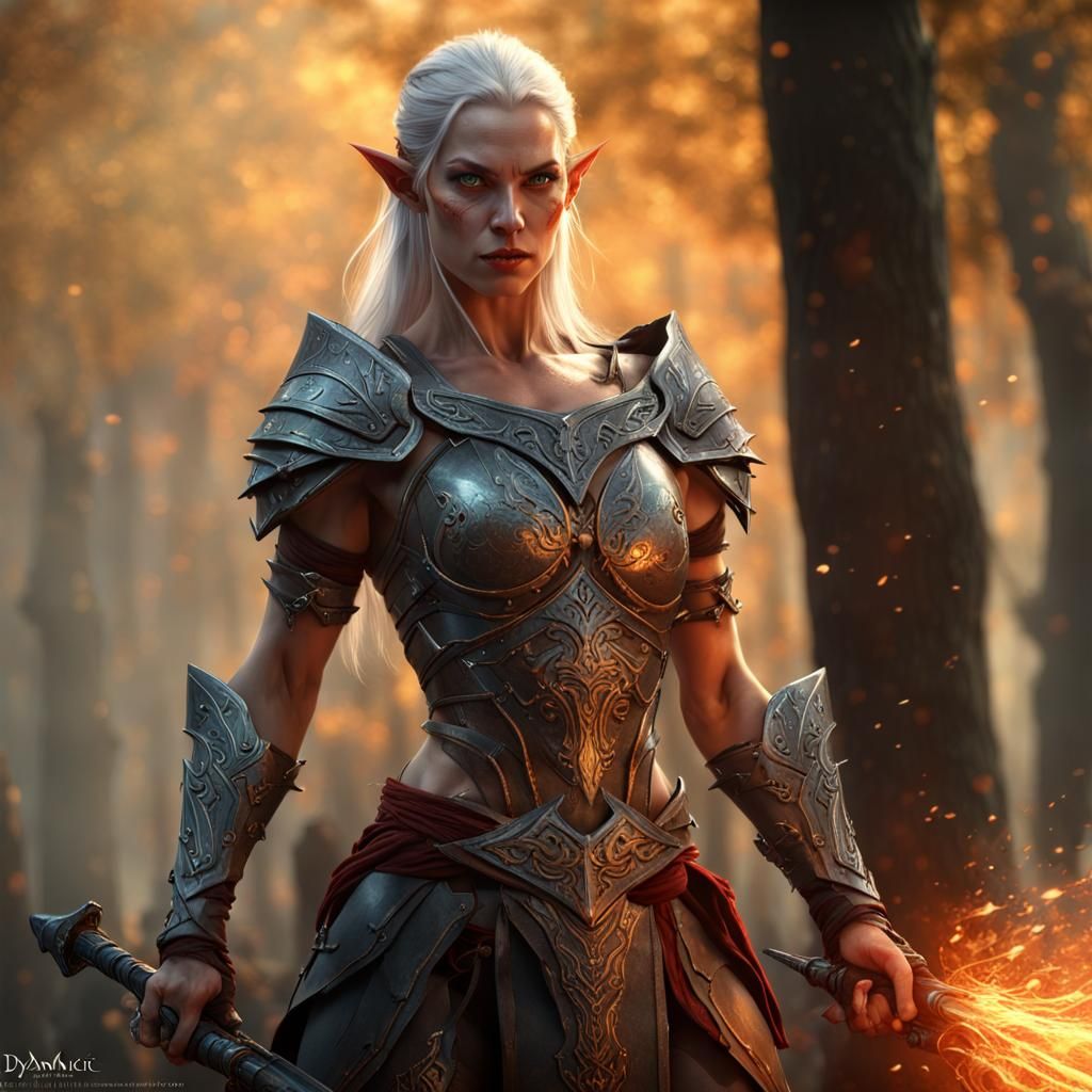 Elven Warrior in Dark Fantasy Style