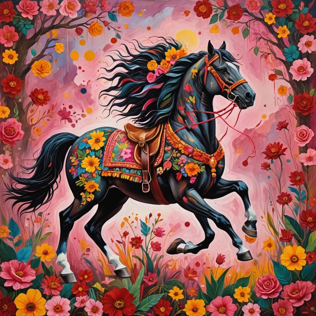 Horse Symbolizing Freedom as Acrylic Painting