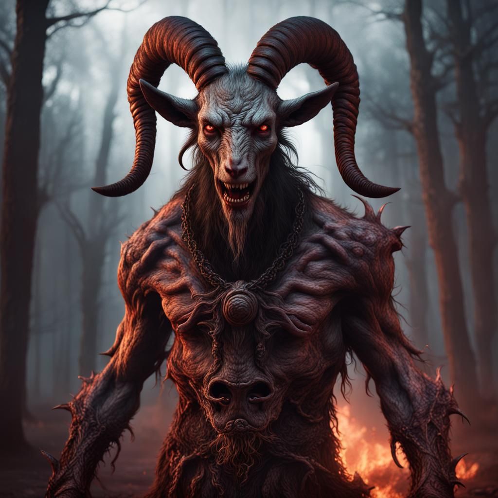 Demonic Goatman: Detailed Matte Painting