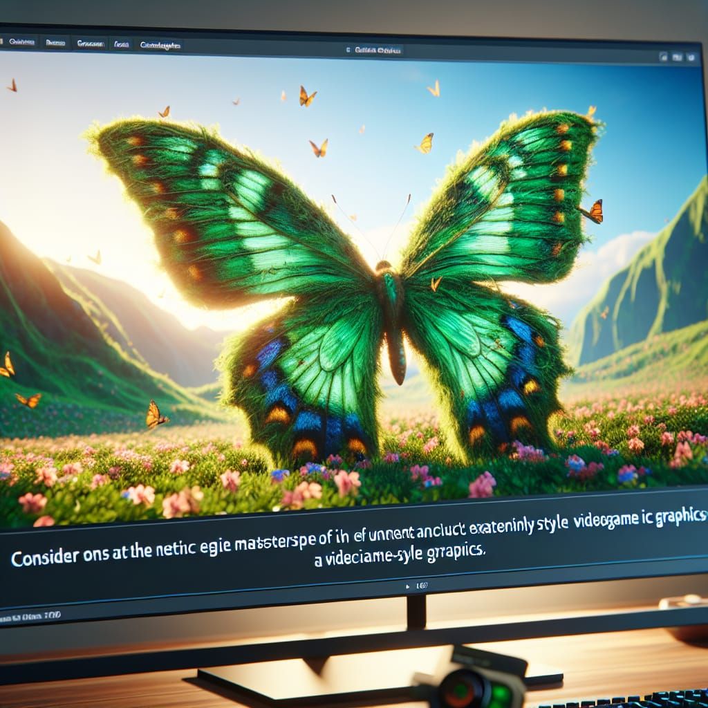 Green Butterfly in 3D Cinematic Style