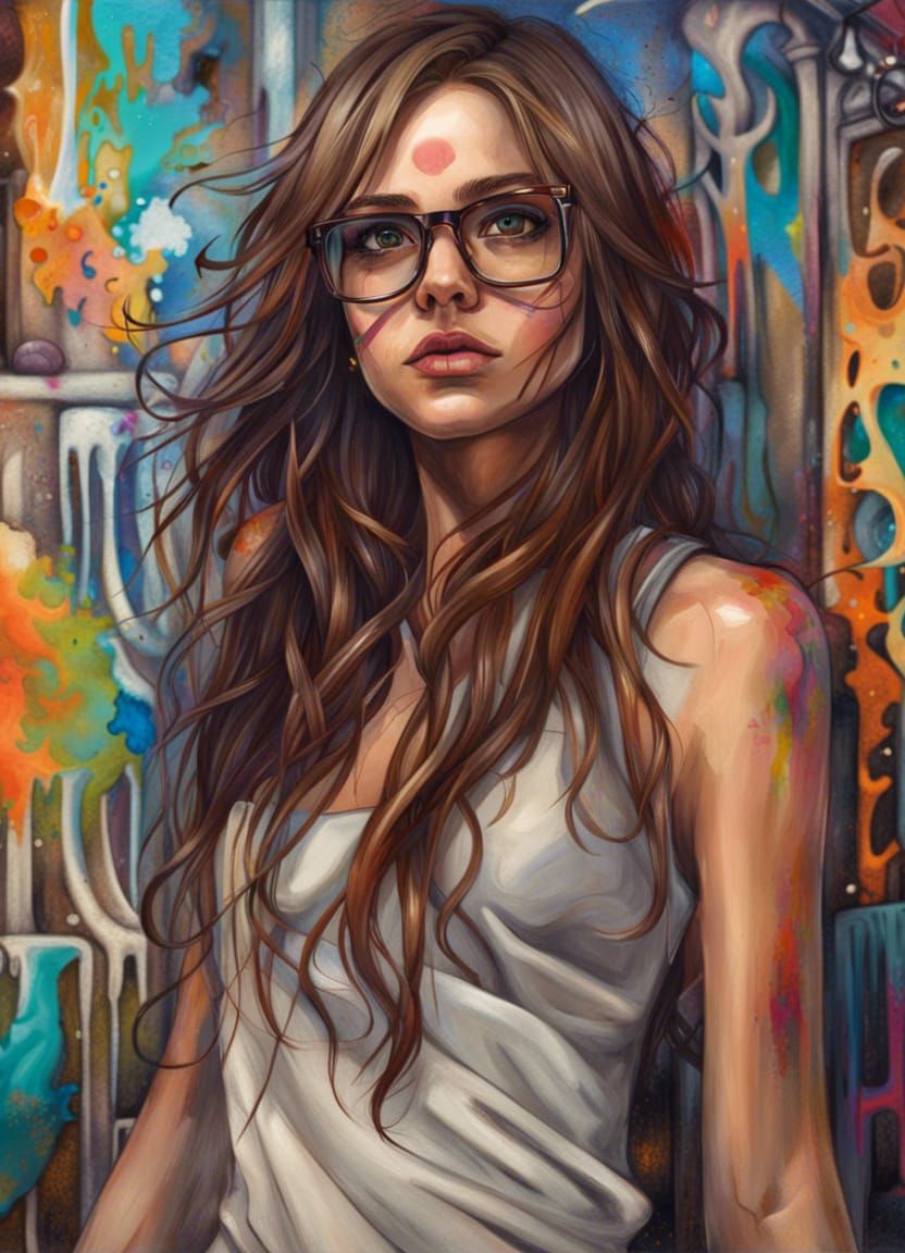 Graffiti Art Portrait of Trans Girl