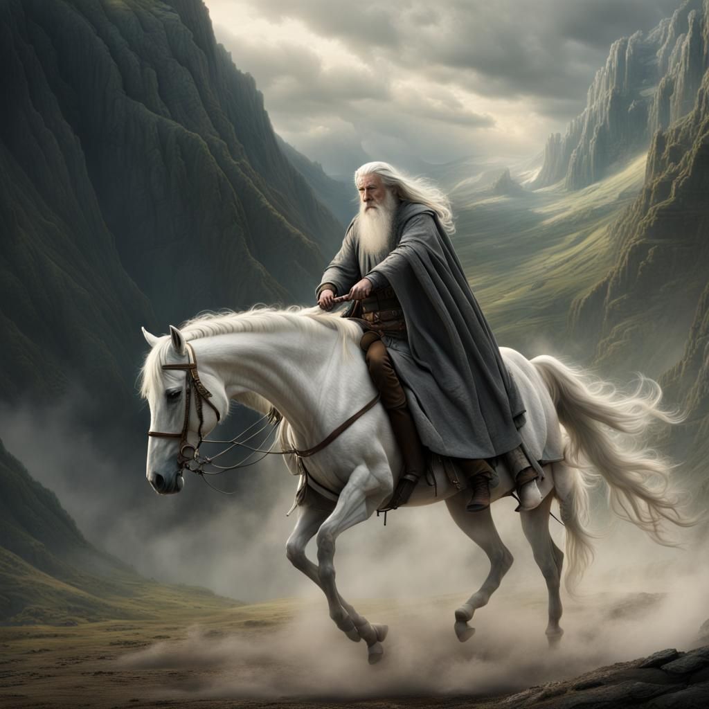 Gandalf Rides a White Horse: Epic Digital Painting