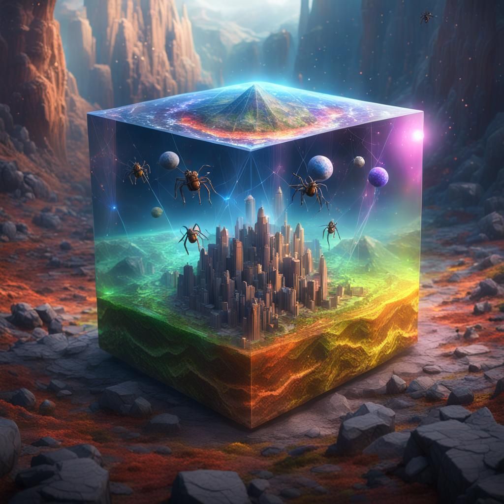 Earth in Etheric Cube with Energy Spiders