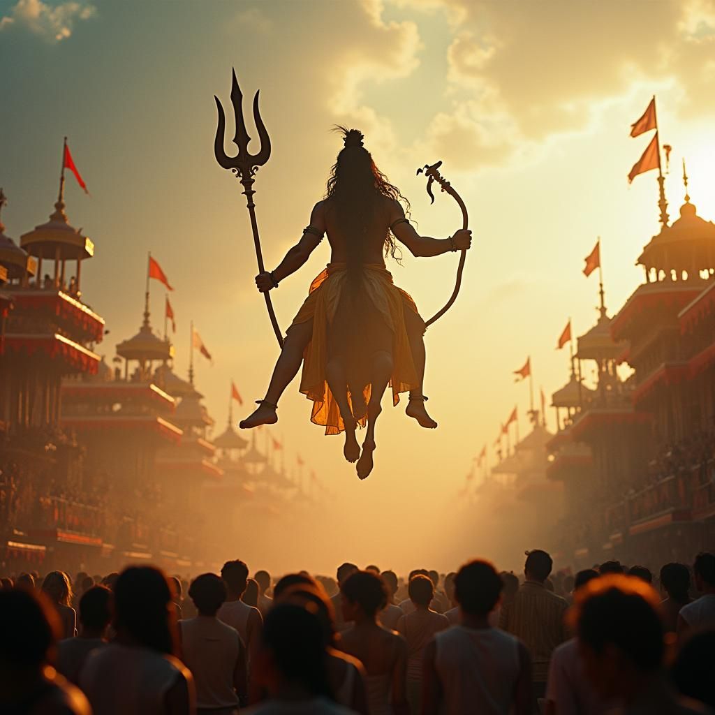Lord Shiva and Parvati Overlook a Vibrant Fair
